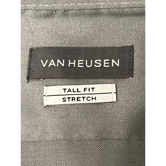 Van Heusen Men's 20 (35-36) Tall Fit Stretch Gray Dress Shirt Oeko-Tex LS Collar - Picture 9 of 16